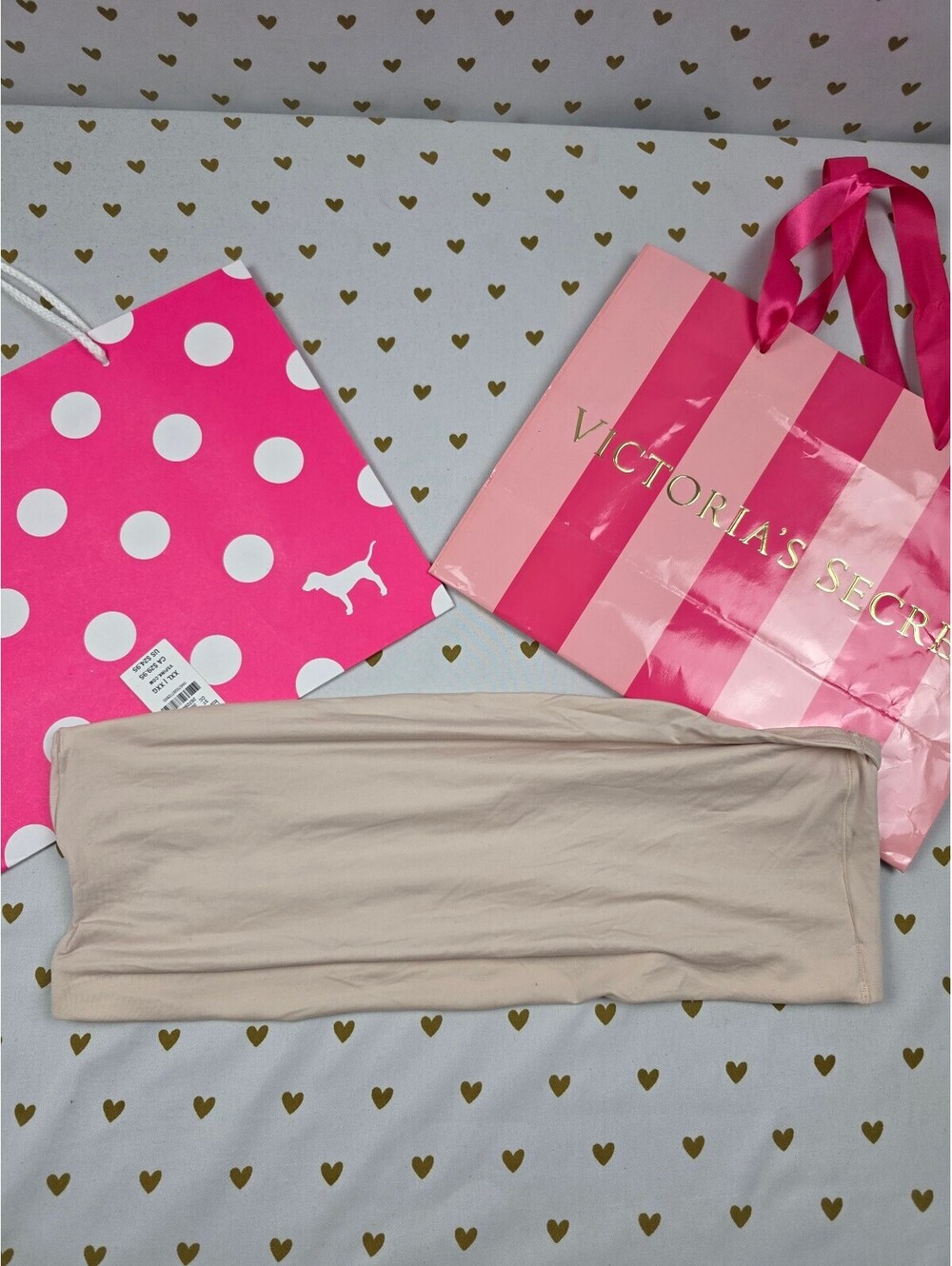 Victorias Secret Pink NEW Nwt Bandeau Beige 2XL XXL Bralette Bra Top Tank